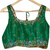 Front Blouse: Golden Sequins & Pipe work with Blue Velvet & Thread Work Material: Silk Size: Bust 40 (3" extra material) Colour: Green & Blue