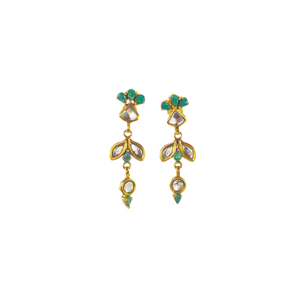 kundan jade green earrings