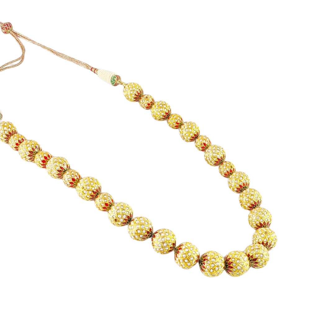 Pearl with minakari mala, long necklace. Rudraksh style