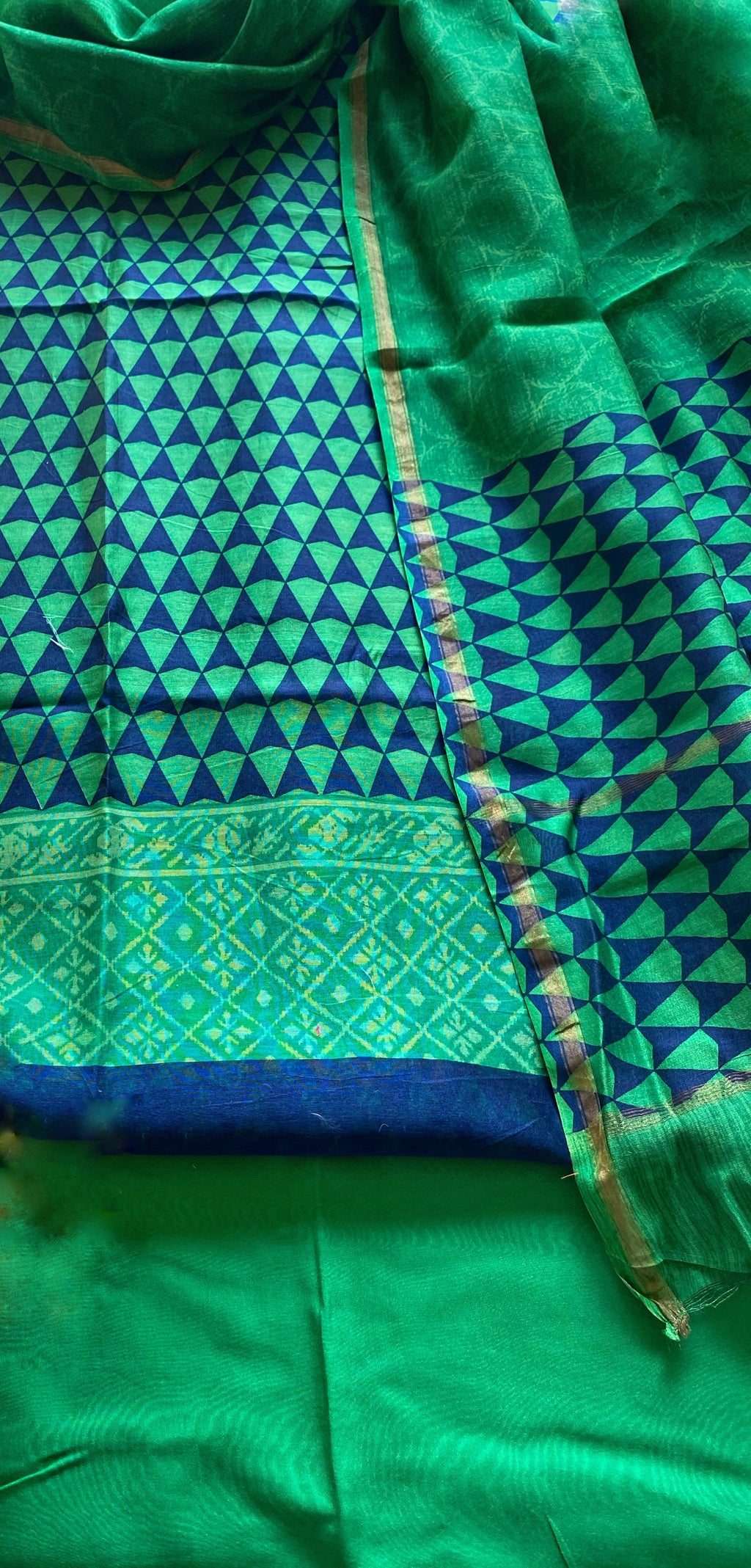 Shirt: Printed Pure Chanderi Silk  Salwar: Santoon Dupatta: Printed Pure Chanderi Silk  